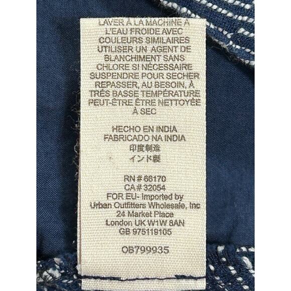 Free People Striped Pants 4 Blue White 100% Cotton High Rise Straight Leg Boho - Picture 9 of 9